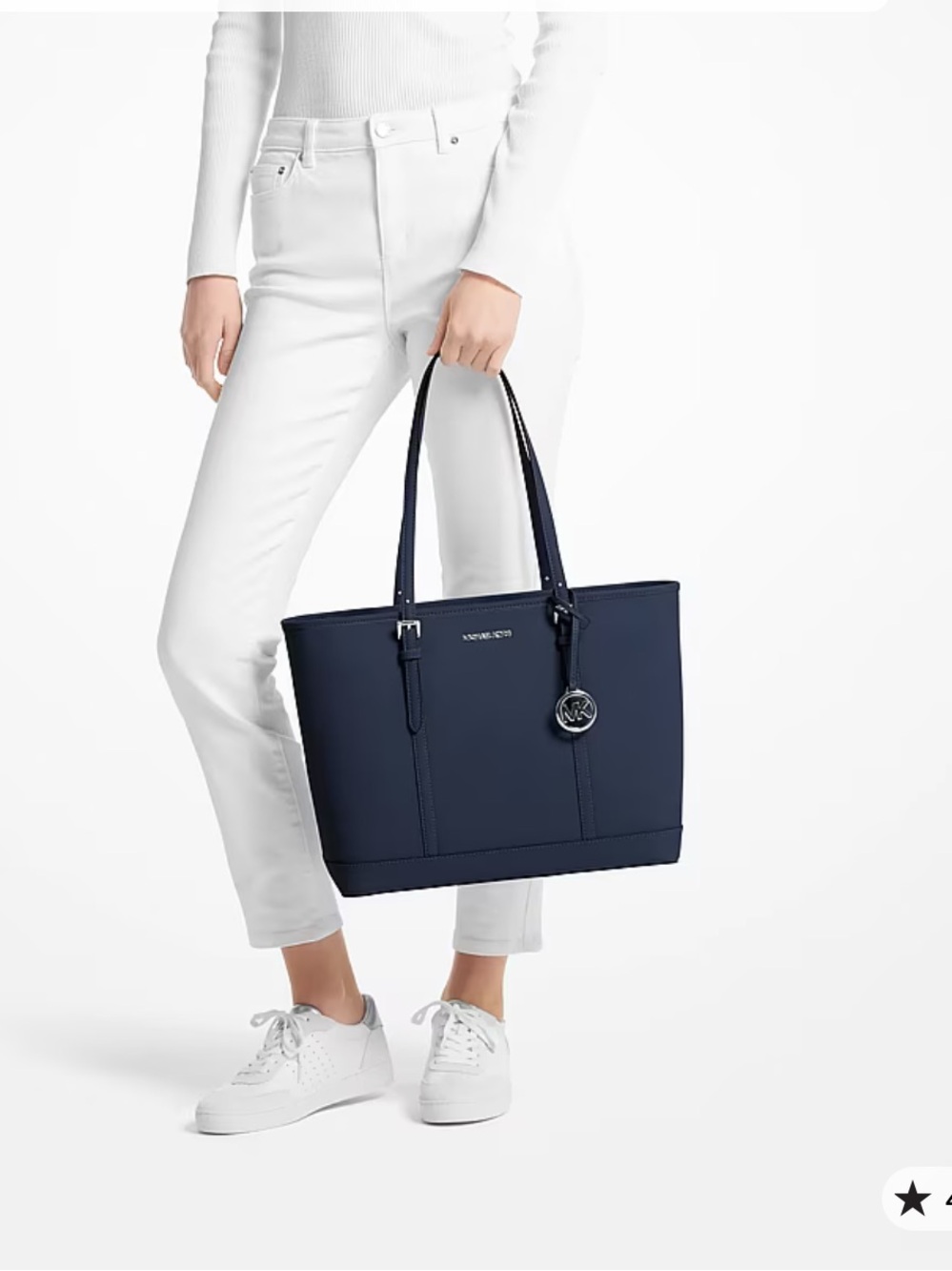 Michael Kors Navy Saffiano Tote with Logo Charm